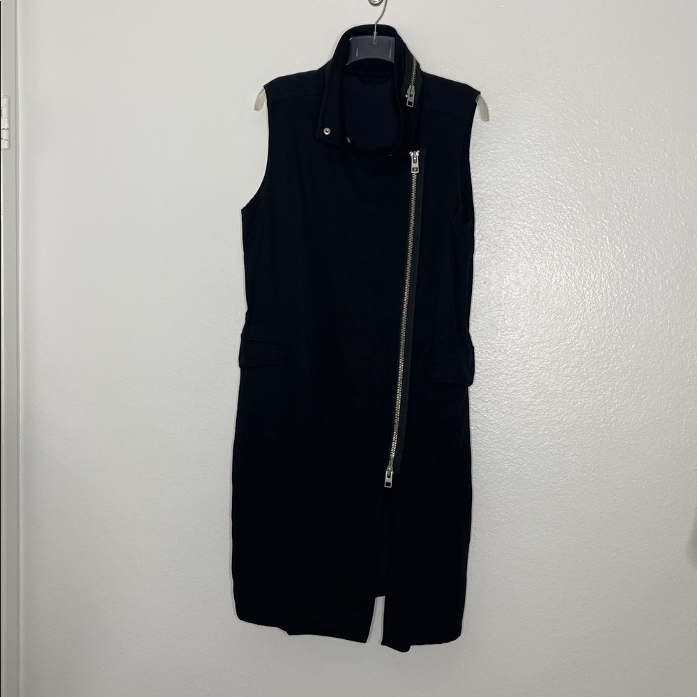 AllSaints Women's Black Larns Sleeveless Parka Full Zip w/ Pockets Long Size 8